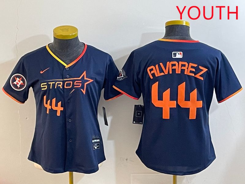 Youth Houston Astros #44 Alvarez Drak Blue Three generations Joint Name 2025 Nike MLB Jersey style 4106->youth mlb jersey->Youth Jersey